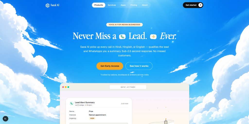 Saral AI — Voice AI Receptionist